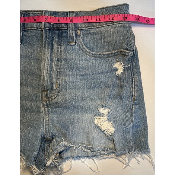 Madewell High-Rise Denim Shorts Women's 26 Distressed w/5 Pockets Button/ZipUp - Picture 9 of 10